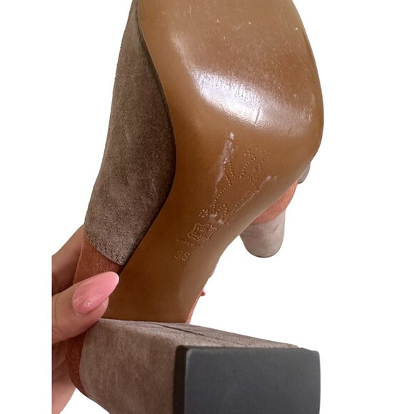 MARNI Suede Buckle Colorblock Boots Heels Size 38 / US 8 - Picture 10 of 13